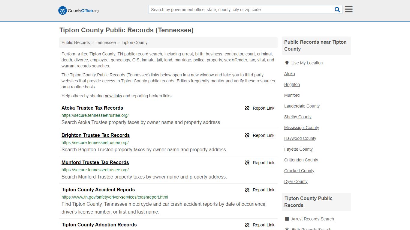 Public Records - Tipton County, TN (Business, Criminal, GIS, Property ...