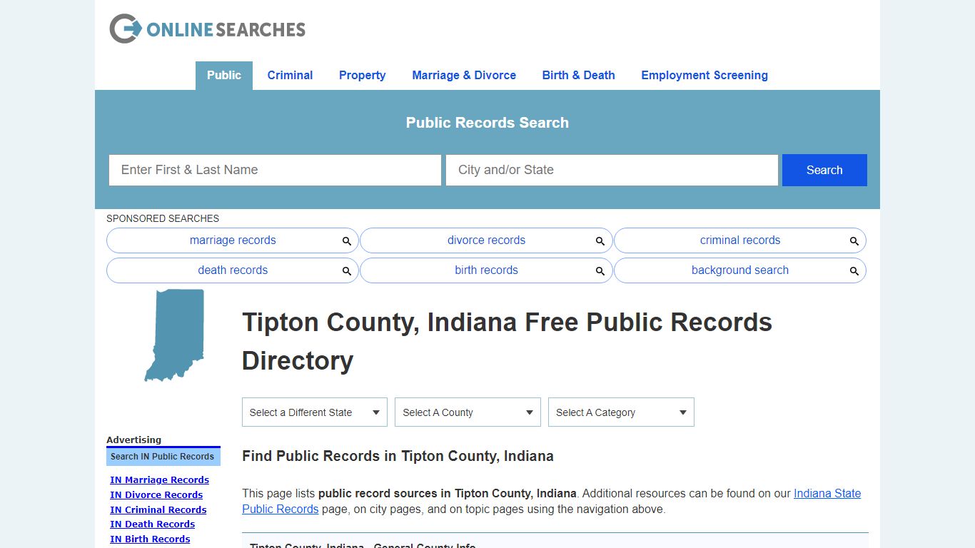 Tipton County, Indiana Public Records Directory - OnlineSearches.com